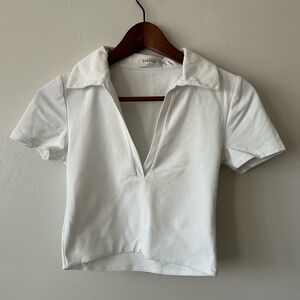 Babaton Contour Polo Crop Top White